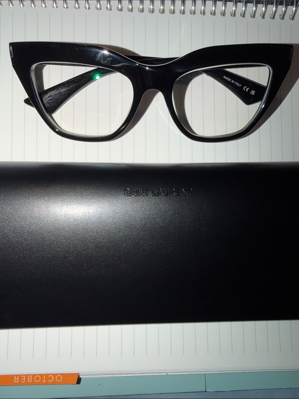 Saint Laurent Glossy Black Cat-Eye Glasses
